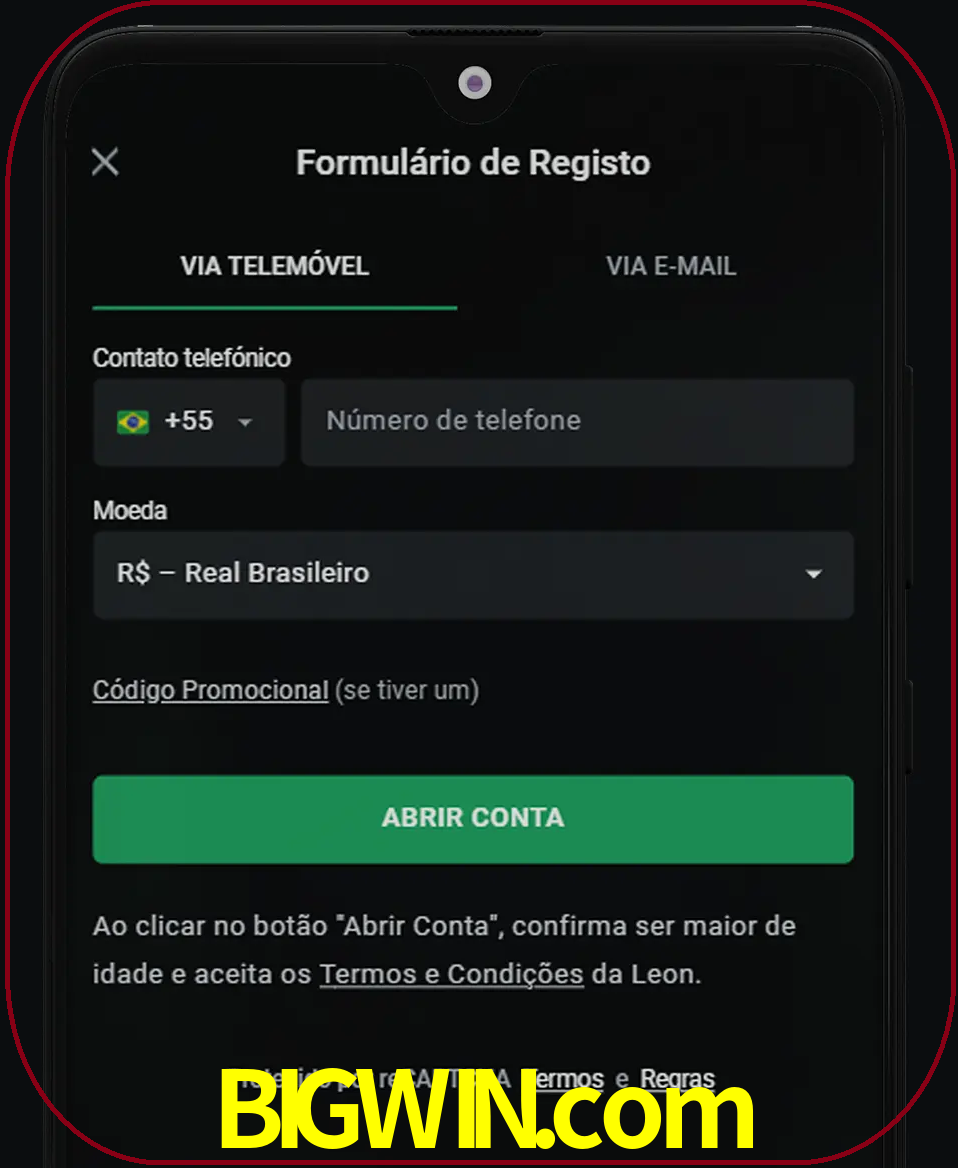 Abra o aplicativo e inicie o processo de registro.